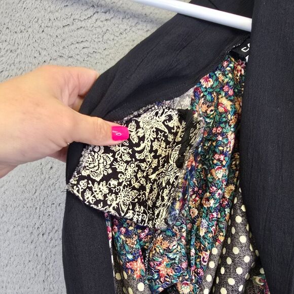 Vintage Cabrais Collection Jacket Womens M Patchwork Floral Artsy Boho 80s Retro - Picture 13 of 15